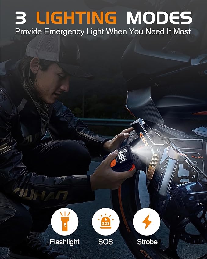 Mini Bike Pump, 150 PSI Portable Bicycle Pump with Gauge, 3X Faster & Auto Stop & Brushless Motor, Electric Bike Tire Pump with Presta and Schrader Valve for Road Bike, MTB, Motorcycle, Ball,etc