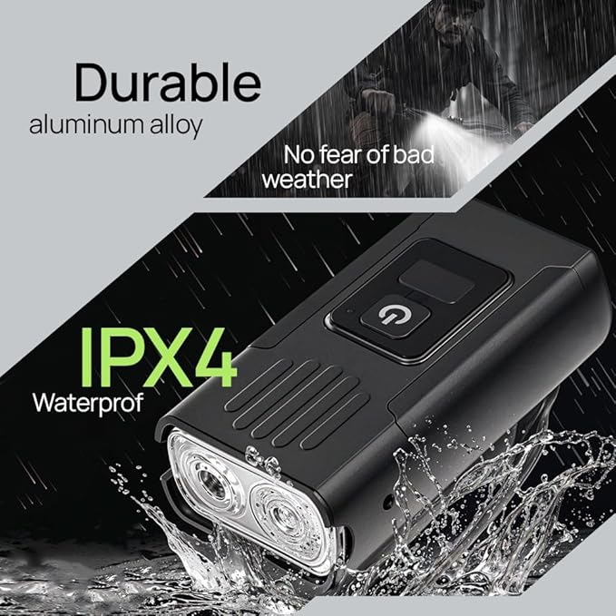 Bike Lights Kit Front and Back, USB C Rechargeable with Auto Brake Sensing, Waterproof Bicycle Headlight & Tail Light Set for Night Riding, Long Battery Life for Cycling Safety