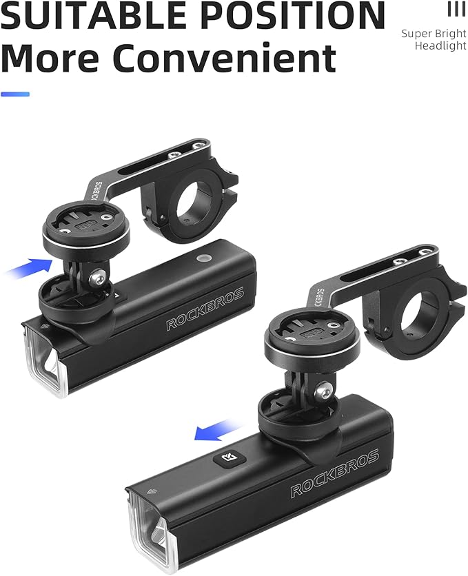 ROCKBROS 1500 Lumens Bike Light for Night Riding, 5000mAh USB-C Rechargeable Bike Headlight, Aluminium Alloy IPX6 Waterproof Bike Front Light, 5 Modes & Auto Mode Anti-Dazzling LED Bike Light