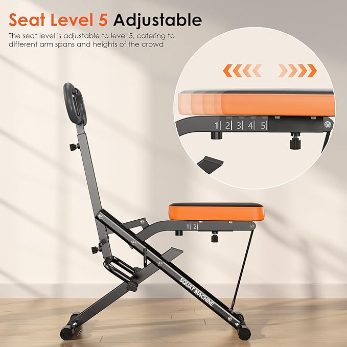 SogesHome Squat Machine Rowing Machines for Home Foldable, Fitness Rowing Machine Row and Ride Squat Machine with Adjustable 2 Resistance Bands for Workout Exercise, 330 lbs Weight Capacity