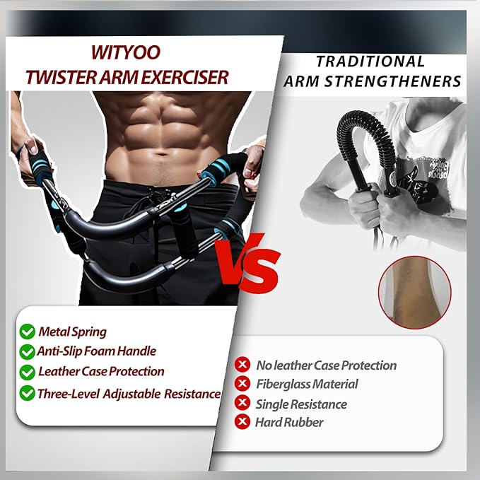 Twister Arm Trainer, Chest Workout Equipment, Three-Level Adjustable Forearm Strengthener at Home, Portable Fitness Exerciser, Gifts for Men Women Dad Bro Husband