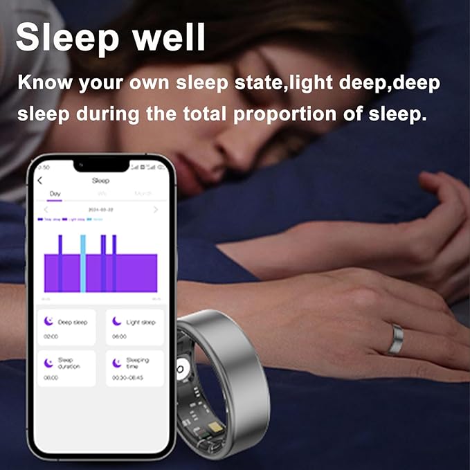 Smart Ring with Heart Rate Monitor Fitness Ring Fitness Tracker Step Tracker Sleep Monitor Health Tracking No Subscription Fee for Android iOS Gold 10