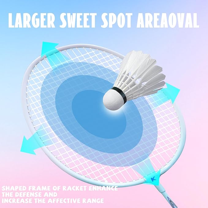 Badminton Rackets Set with 3 Shuttlecocks, Lightweight Badminton Set of 2 for Outdoor Backyard Games, Lightweight Badminton Racquets for Kids Adults Beginners