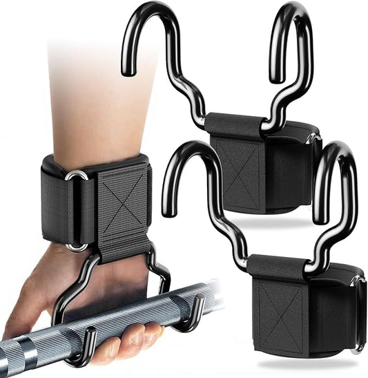2025 Upgrade Weight Lifting Hooks, Gym Heavy Duty Power Lifting Straps for Men & Women Deadlifts, Pull Up, Powerlifting, Shrugs