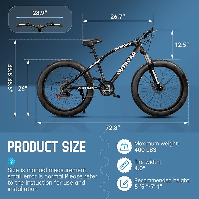 26 inch Mountain Bike with 7/21 Speeds Lightweight Cycling Bicycles, Dual Disc/V Brake,Metal Frame Bicycle for Men and Women, Adult Racing Bike, Road Bike(Blue/Grey/Black)