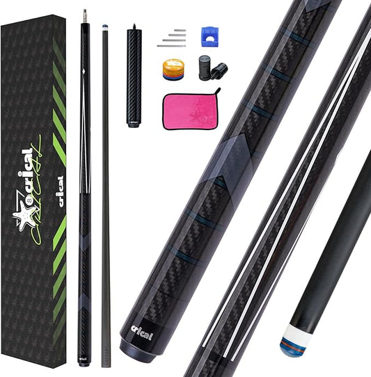 CRICAL Carbon Fiber Pool Cue Stick 58" Billiard Cue Sticks Professional Low Deflection Pool Sticks with 3/8 * 8 Pin Joint and 12.5mm Tip