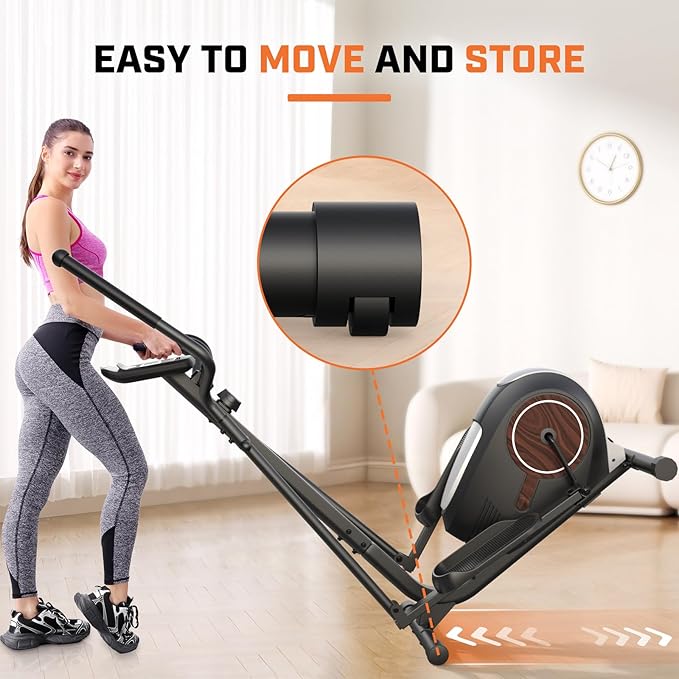 ANCHEER Elliptical Exercise Machine, Ultra-Silent Magnetic Elliptical Training Machines for Home Gym with Pulse Rate Grips, LCD Monitor, 14 Resistance Levels Max 400Lbs