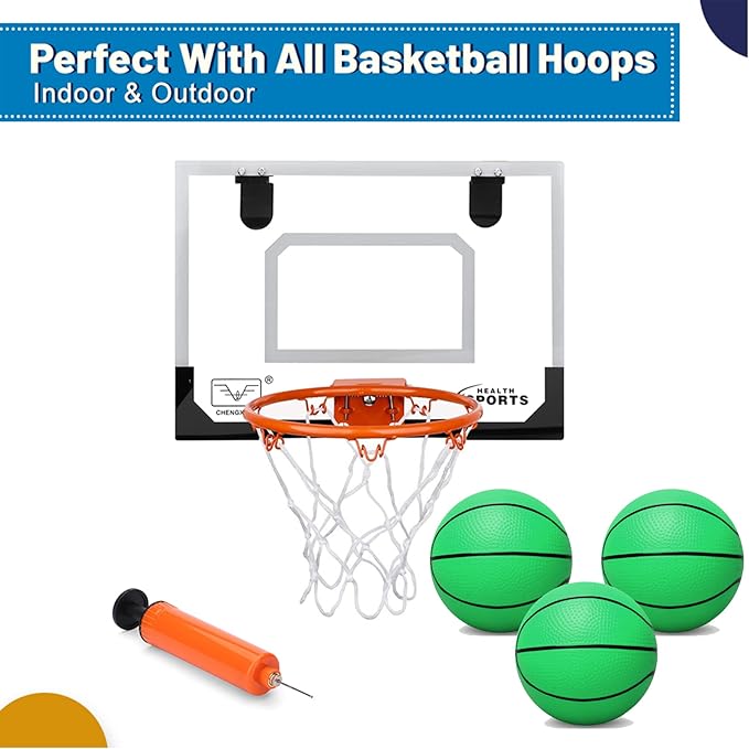 6 INCH PVC Mini Basketball Toys for Indoor Over Door Hoops, Soft 6" Small Balls Rubber for Pool, Beach, Yard, Lawn, Outdoor, Classroom, Little Playgound Ball for Adults & Kids (4PCS with Air Pump)