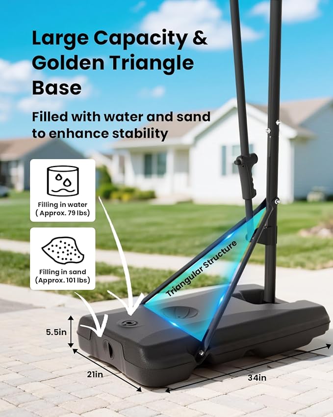 IGL Kids Basketball Hoop Outdoor, Adjustable Basketball Hoop for Kids/Teenagers/Youth, Portable Basketball Goals System in Backyard/Driveway/Indoor, with 33in PC Backboard and Enlarged Base