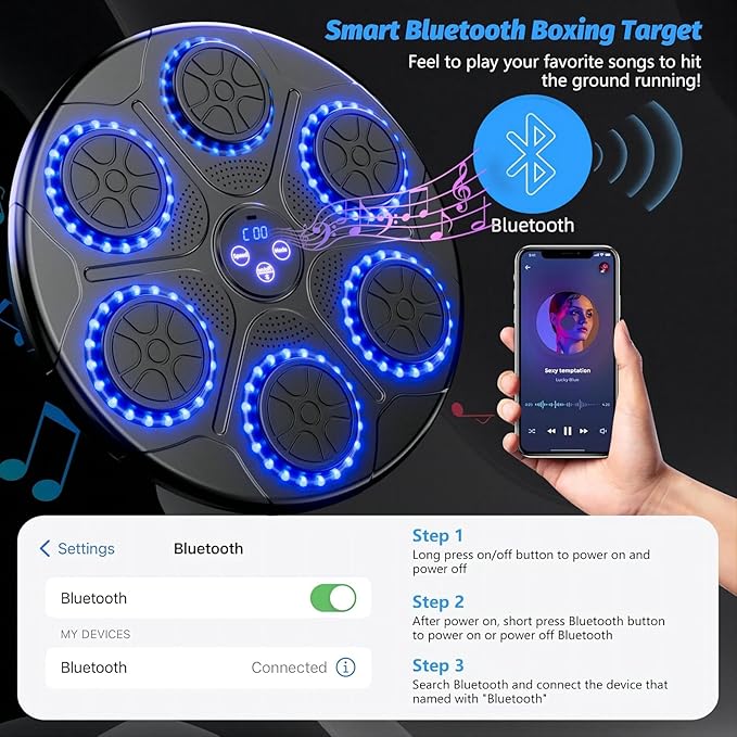 Music Boxing Machine Home Wall Mount Music Boxer, Electronic Smart Focus Agility Training Digital Boxing Wall Target Punching Pads Suitable for Kids and Adults