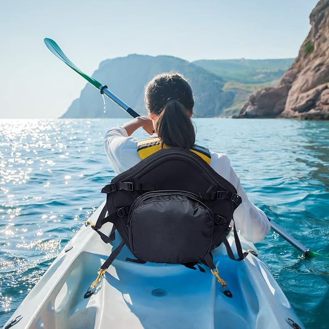 Lewtemi 2 Set Thicken Kayak Seat with Back Support Canoe Paddle Board Seat with Detachable Storage Bag Adjustable Sit on Top Paddleboard Cushion for Kayaking Canoeing Rafting