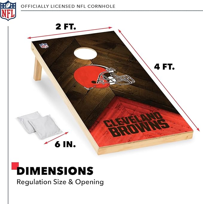 Wild Sports NFL Football 2' x 4' Regulation Size Solid Wood Cornhole Set with Direct Print HD Team Graphics Great Gift for Any Football Fan! Bean Bag Toss Family Outdoor Game