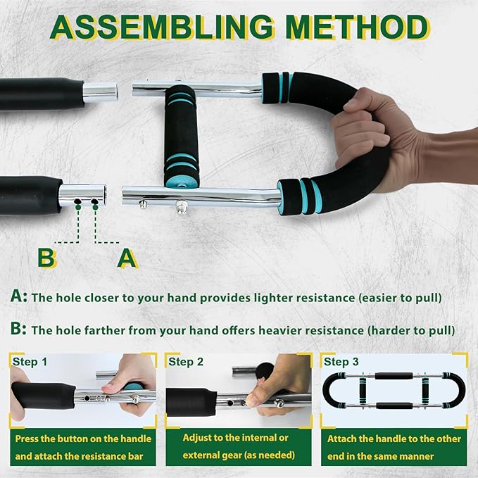 VVOKGO Twister Arm Trainer for Men & Women with 4 Spring, 20-110lb Adjustable Chest Workout Equipment, Shoulder Arm Strength Exerciser, Portable Power Twister Bar, Detachable Design Fitness Anywhere