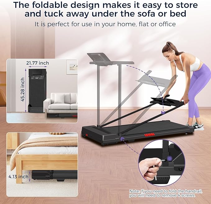 Treadmill for Home, Walking Pad with Handle Bar. 2 in 1 Walking Pad Treadmill 300+ lb Capacity, Compact Treadmills with Desk Workstation for Small Spaces. 3.0HP Portable Running Machine for Home Small