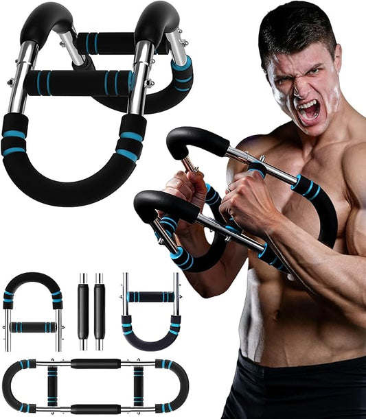 Twister Arm Trainer, 40-120lb Adjustable Resistance Forearm Power Exercise Bar, Chest Workout Equipment, Portable Detachable Chest Exerciser for Men&Women