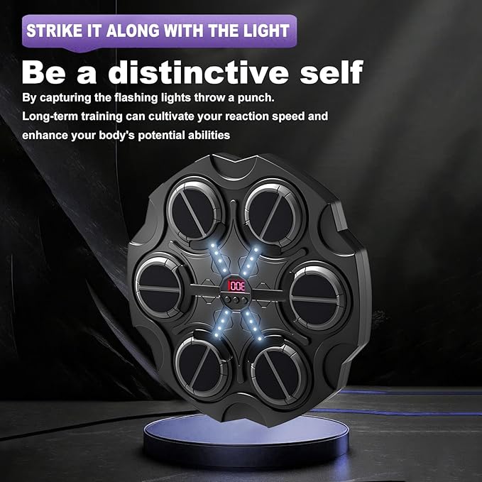 Music Boxing Machine- Smart Bluetooth Wall Mounted Boxing Training Equipment for Children, Electronic Boxing Target for Kids, Includes Gloves, Great Boxing Gift for Boys Girls (Black)