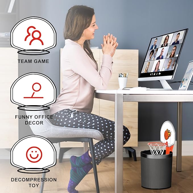 Honoson 3 Sets Indoor Trash Can Basketball Game Set Includes 3 Mini Clip on Basketball Hoop with Backboard 6 Inflatable Ball 3 Pump Kid Adult Office Decompression Toy Birthday Gift (Vibrant)