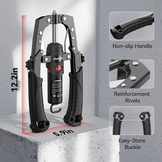 FLYBIRD Chest & Arm Twister Trainer, Hydraulic Power Chest Press Machine 22-440lbs for Upper Body Strength Training, 2-in-1 Chest Trainer with Ab Roller Wheel (Backpack & Pad Included)