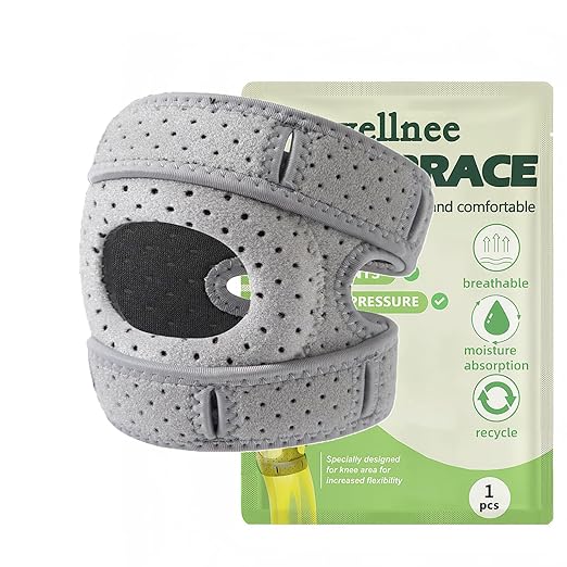 Knee Brace for Women Men Adjustable Support with Cushioned Silicone Pad Anatomical Cut Design for Men Women Athletic Training Patellar Tendon Support (Gray)