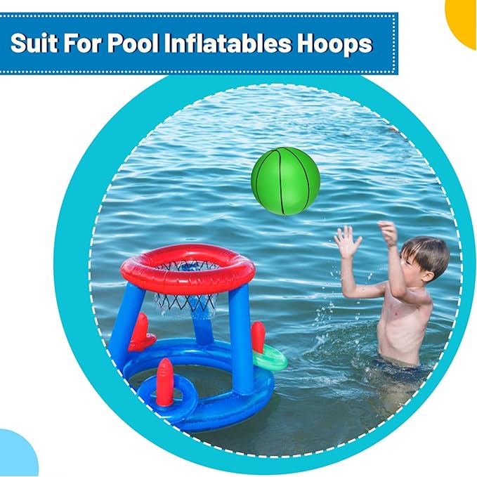 6 INCH PVC Mini Basketball Toys for Indoor Over Door Hoops, Soft 6" Small Balls Rubber for Pool, Beach, Yard, Lawn, Outdoor, Classroom, Little Playgound Ball for Adults & Kids (4PCS with Air Pump)