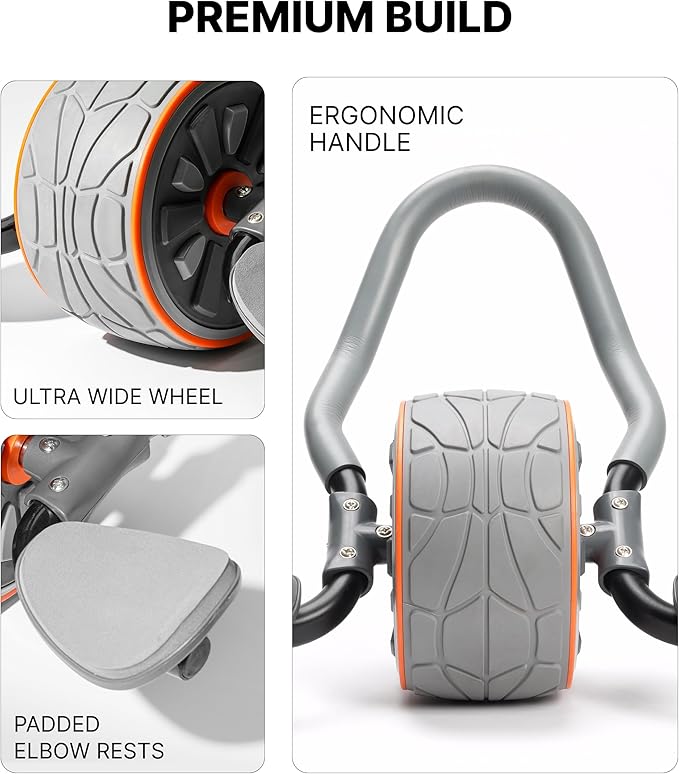 DMoose Fitness Ab Roller Wheel with Elbow Support & 2 Knee Pads - Abdominal Exercise Trainer for Core Strength Training - Ultimate Abs Workout Equipment for Home and Gym - Ab Machine for Men & Women