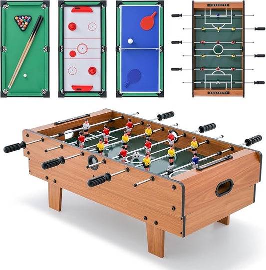 Giantex 4-in-1 Multi Game Table, Combo Foosball Game Table Top w/Billiards, Ping Pong, Push Hockey for Home, Game Room, Family Night & Arcade, Wood Combination Game Table Set for Adults