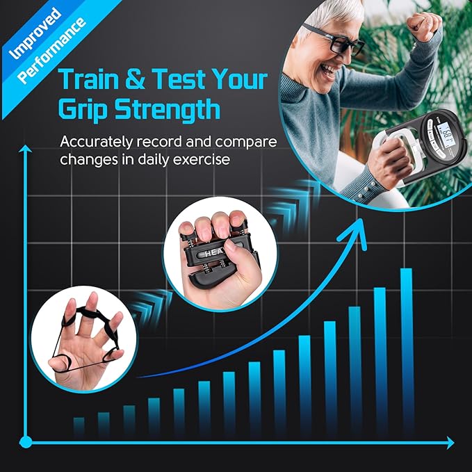 Grip Strength Tester Hand Dynamometer - Grip Strength Trainer Electronic Hand Gripper Strengthener Wrist Exerciser Meter Digital Training Gauge 265 Lbs / 120 Kgs for Sport School Home Use