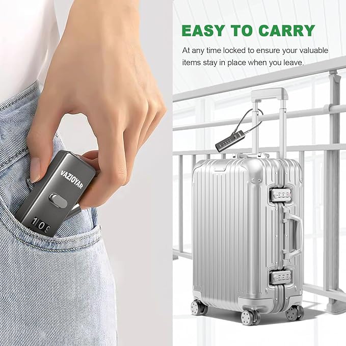 Cable Locks with Combination,Bicycle Lock, Suitcases Lock,Comes with 3 Different Lengths of Cables, Reconfigurable 4-Digit Password Lock,Zinc Alloy Reinforced Lock Body (Gun-Grey)