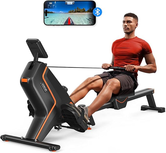 Magnetic Rowing Machines for Home (R05), Water Rowing (R10), 16 Levels of Quiet Resistance Foldable Compact Rowing Machine 350 LB Weight Capacity with Bluetooth, App Supported, Tablet Holder