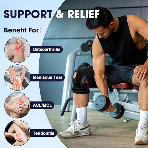 NEENCA ELITE Knee Brace for Men & Women - Open-Back Knee Support with Side Stabilizers & Patella Support for Meniscus Tear, Arthritis Pain, Injury Recovery, Running, Sports (Black, Small)