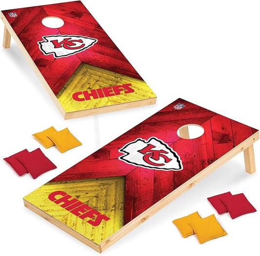 Wild Sports NFL Football 2' x 4' Regulation Size Solid Wood Cornhole Set with Direct Print HD Team Graphics Great Gift for Any Football Fan! Bean Bag Toss Family Outdoor Game