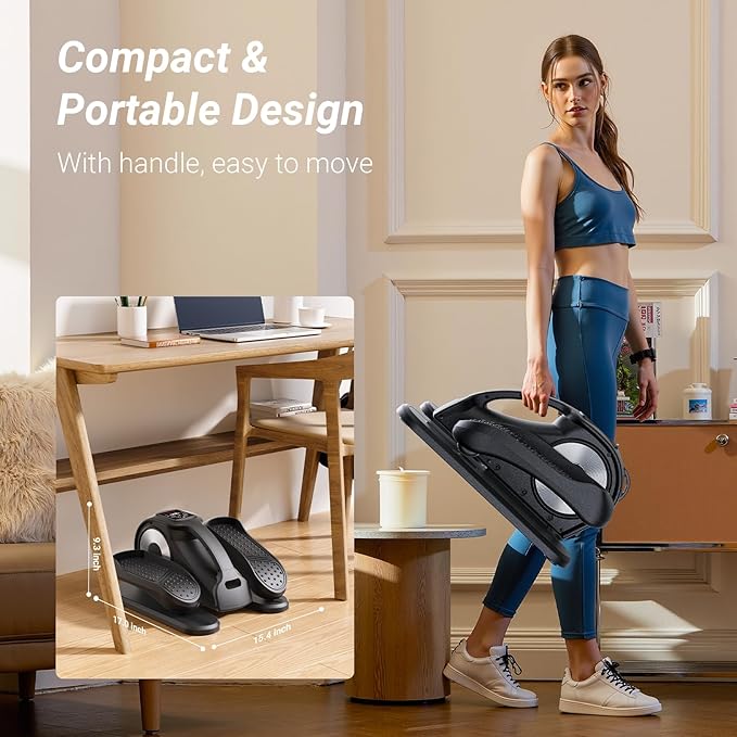 UTRYUP Under Desk Elliptical Machine, Electric Elliptical Machine While Sitting for Seniors with Remote Control, 12-Speed Adjustable & Quiet Operation, Compact Pedal Exerciser for Home or Office Use