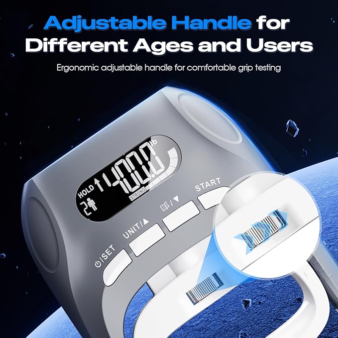 Electronic Grip Strength Tester With Adjustable Hand Gripper, Hand Dynamometer of 400lbs/180kg Tester Set with Digital Display – Precision Training for Rehab, Fitness, and Home Gym