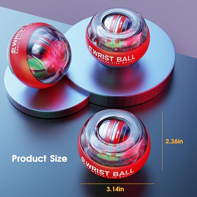 Wrist Trainer Ball Auto-Start Gyroscopic Forearm Exerciser Gyro Ball for Strengthen Arms, Fingers, Bones and Muscles