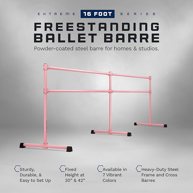 VITA Barre Portable Freestanding Double Ballet Barre, Extreme, Steel | Fixed Height, Made in USA, Home or Gym Exercise Equipment for Kids & Adults | Dance, Fitness, Pilates