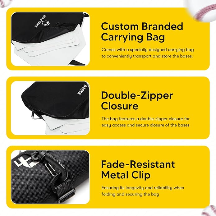 Easy Play Sports & Outdoors, Kids &Adults - Rubber Bases Bag Set - Baseball, Kickball, Tee Ball, Wiffle Ball - Practice, Yard