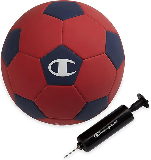 Champion Youth & Adult Soccer Ball - Paneled Design, Enhanced Control, Durable Cover & Butyl Bladder, for Indoor & Outdoor Training, Sizes 3, 4, 5, Includes 6" Pump