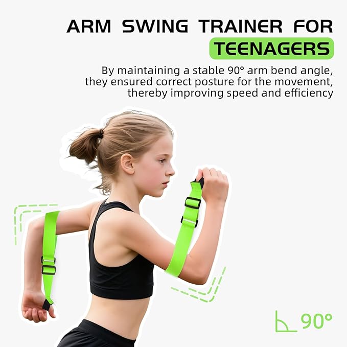 Arm Swing Trainer for Youth, Adjustable Nylon Running Arms Position for 90 Degrees