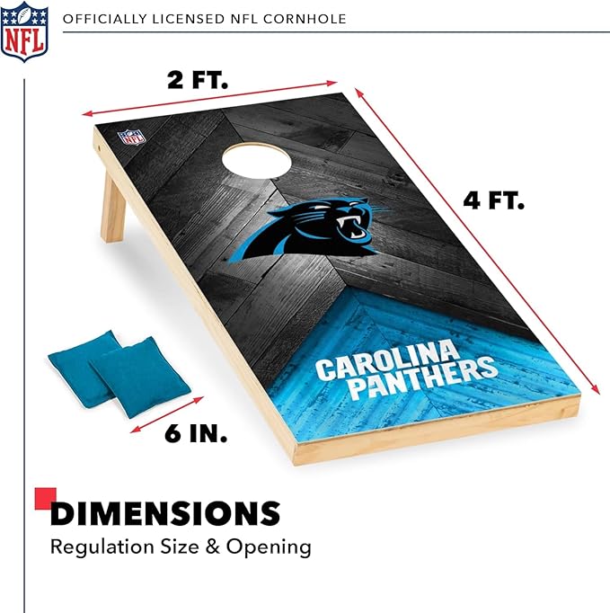 Wild Sports NFL Football 2' x 4' Regulation Size Solid Wood Cornhole Set with Direct Print HD Team Graphics Great Gift for Any Football Fan! Bean Bag Toss Family Outdoor Game