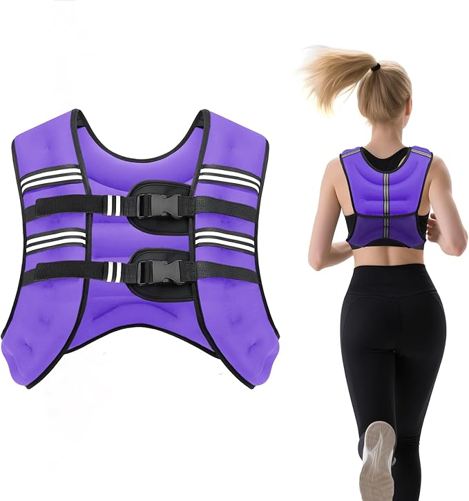 Weighted Vest for Woman Men,6lb/8lb/12lb/16lb/20Lb/25lb Weight Vest with Reflective Stripe Adjustable Buckle Strap Back Pocket Workout Strength Training Walking Jogging Running