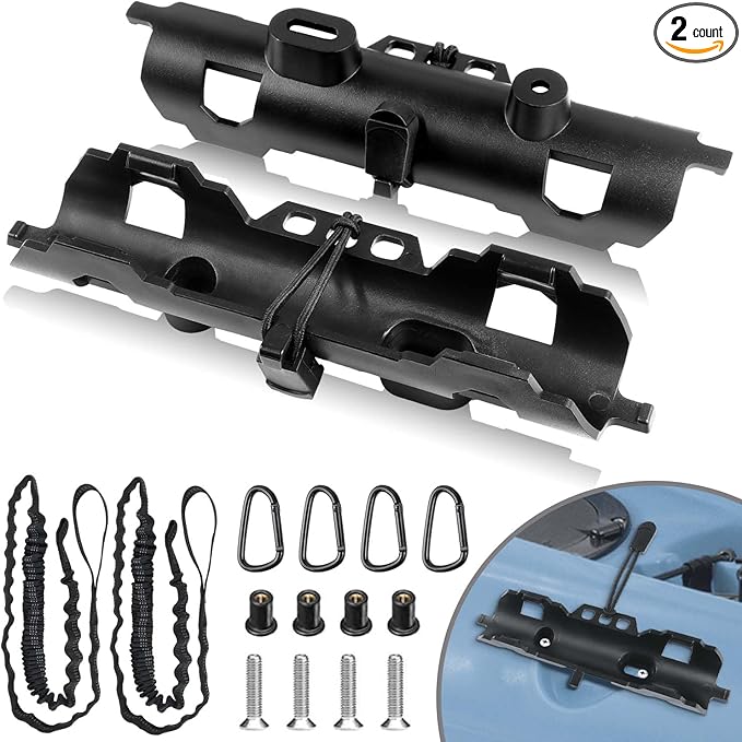 2PCS Kayak Paddle Holder, Coming with Locking Kits & Hardware & Adjustable Kayak Paddle Leashes
