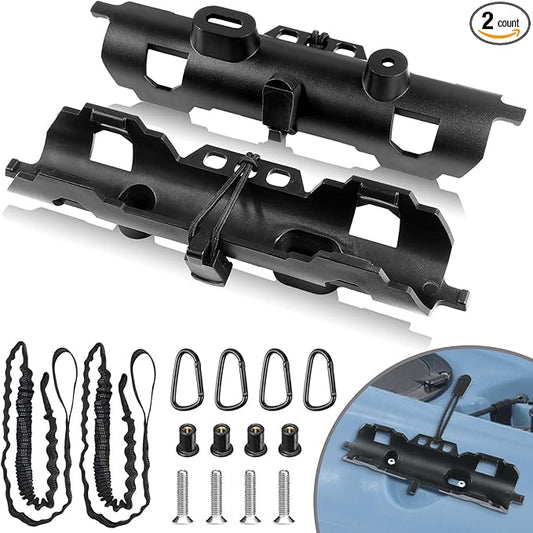 2PCS Kayak Paddle Holder, Coming with Locking Kits & Hardware & Adjustable Kayak Paddle Leashes