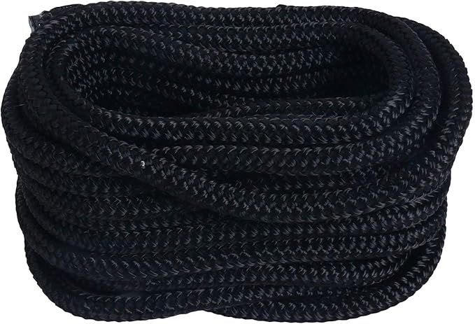 Amarine Made Pair of Double Braided Nylon Dock Lines 4840 lbs Breaking Strength (L:50 ft. D:1/2 inch Eyelet: 12 inch) 2 Pack of Marine Mooring Rope Boat Dock Lines Working Load Limit:968 lbs