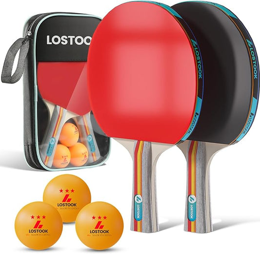 Professional Ping Pong Paddles Set of 2/4 with Portable Oxford Cloth Ping Pong Case and 3 Star Balls, Table Tennis Paddles for Adults and Family Outdoor Games