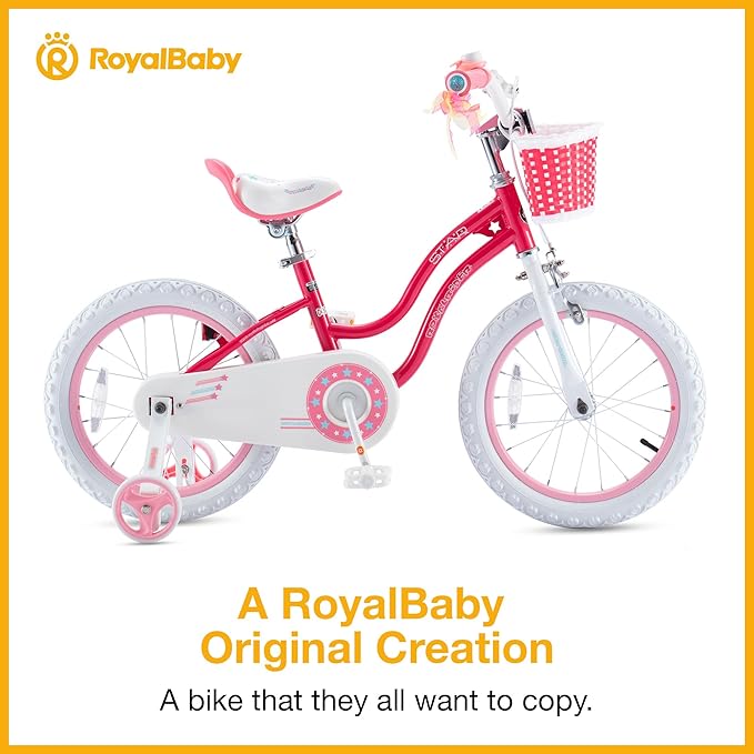 RoyalBaby Girls Bike EZ Bike Stargirl Training Free Balance to Pedal Easy Learning Bicycle, 12-20 Inch for Toddlers & Big Kids.