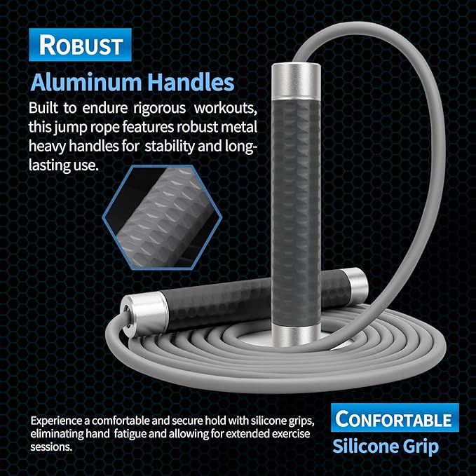 Weighted Jump Rope for Men，Women and kids(1LB), Jump Ropes for Fitness, Speed Skipping Rope, Gym,Indoor/Outdoor - Fitness, Workout, Boxing,crossfit