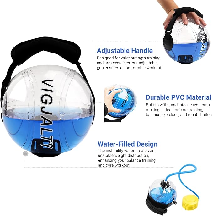 Heavy Duty Adjustable Aqua Bag - Durable Water Filled Training Aqua Bags for Strength Core & Full Body Workouts - Portable Fitness Equipment - Home Gym Outdoor Water Weights Sandbag Alternative