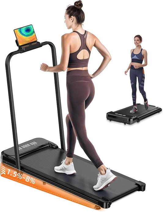 Walking Pad, Under Desk Treadmill, Walking Pad with Incline, 2 in 1 Treadmills for Home/Office, Compact Portable Foldable Treadmill, Installation-Free Low Noise, Safety Lock and LED Display