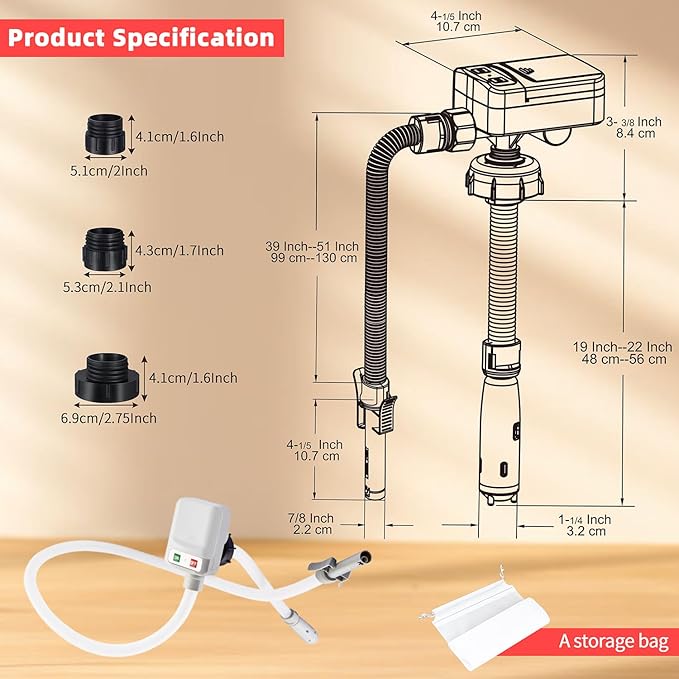 Battery-Powered Fuel Transfer Pump - No Spill Portable Siphon with 3 Adapters & Auto Shut-Off for Gas/Diesel/Kerosene/Water (3.2 Gallons Per Min,12LPM) (Gray)
