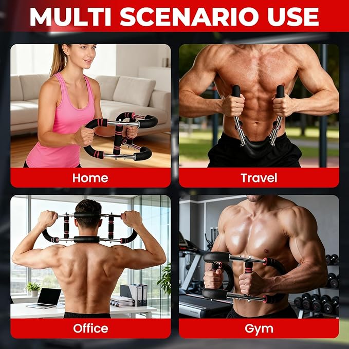 Twister Arm Trainer, Chest Workout Equipment for Men & Women Portable Spring Resistance Chest Exerciser Forearm Strengthener Bar Detachable for Home Fitness Equipment for Enhancing Upper Body Muscle